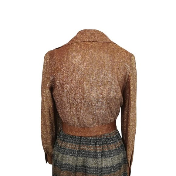 Vintage Fred Rothschild Metallic Maxi Sheath Dress Wrap Jacket Size 10 70s Party - Picture 15 of 15